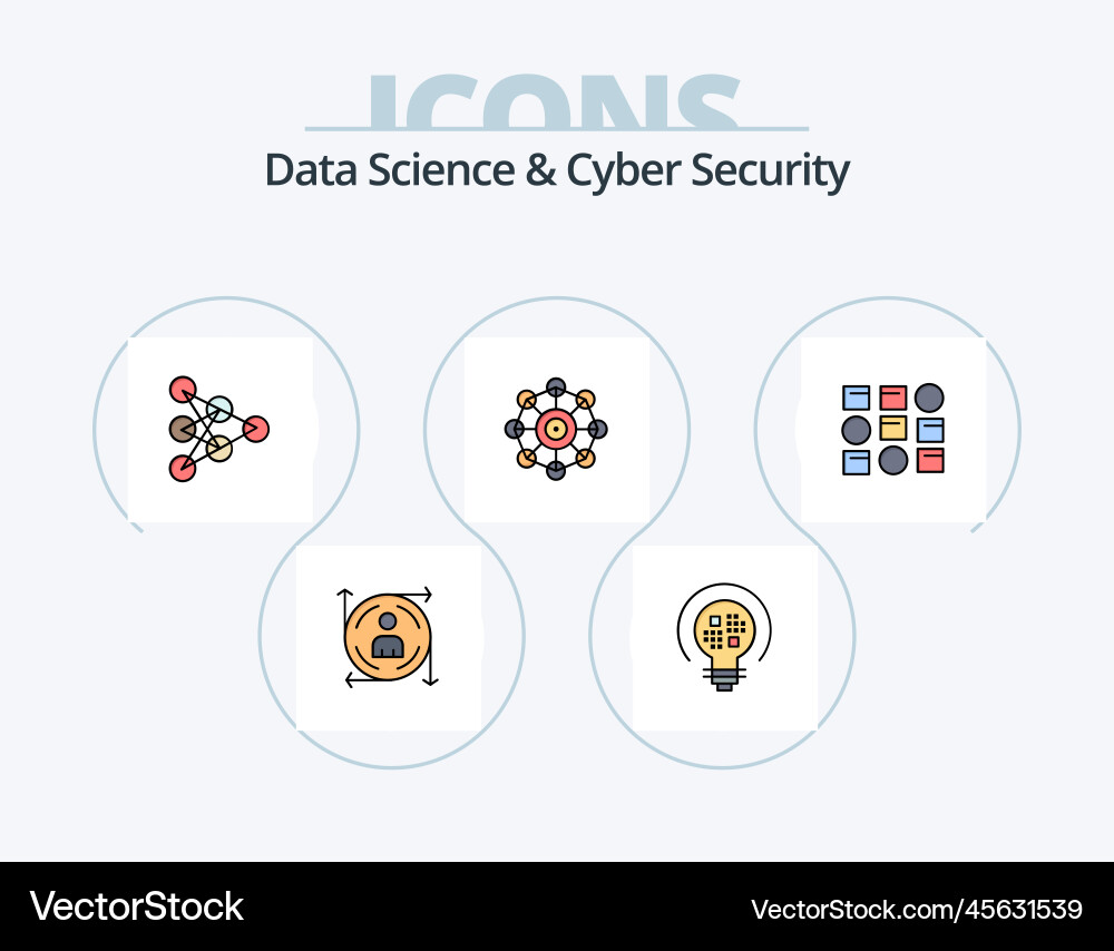 Data science and cyber security line filled icon vector image