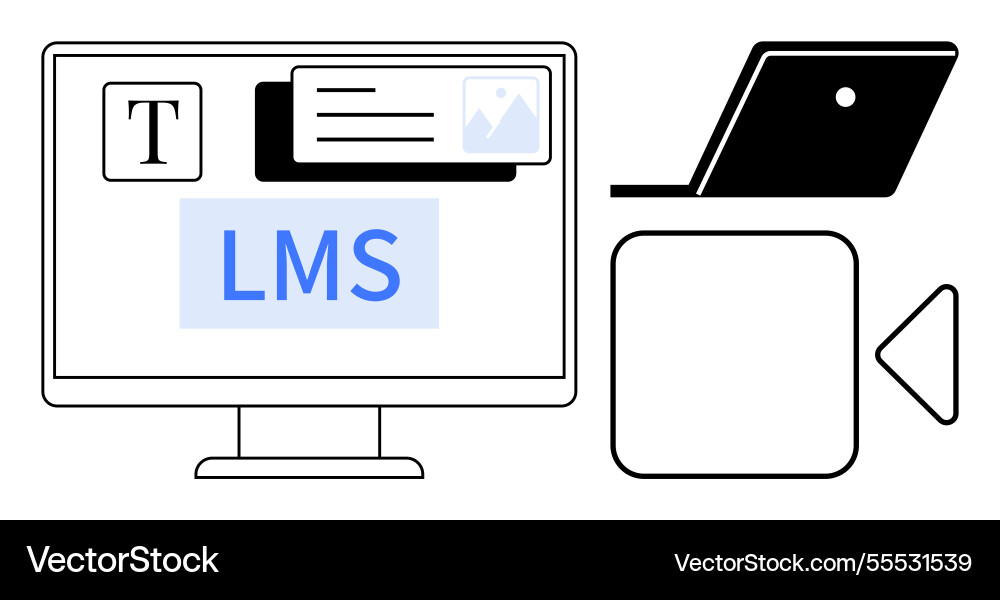 E-learning with lms platform video tutorials Vector Image