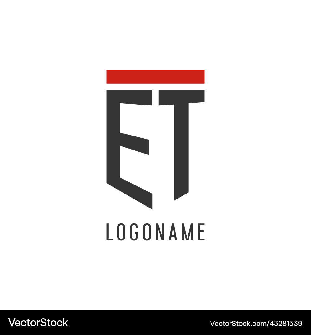 Et initial esport logo with simple shield design vector image