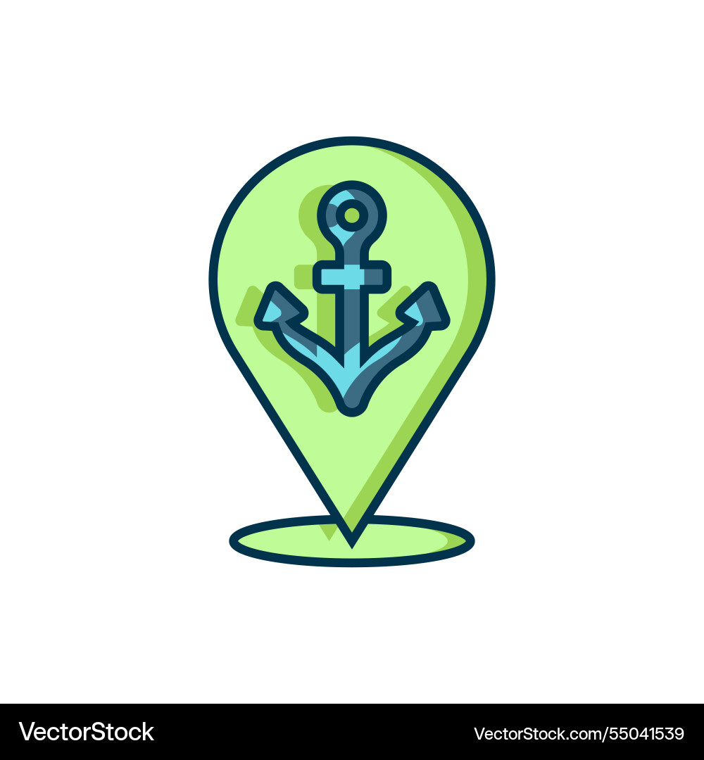 Filled outline map pointer with anchor icon Filled outline map pointer with anchor icon vector image