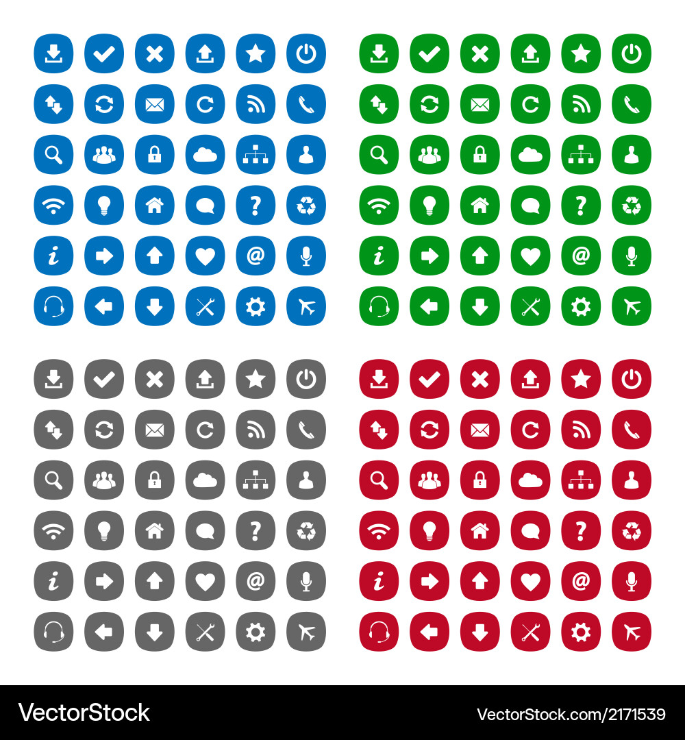 Flat rounded square icons vector image