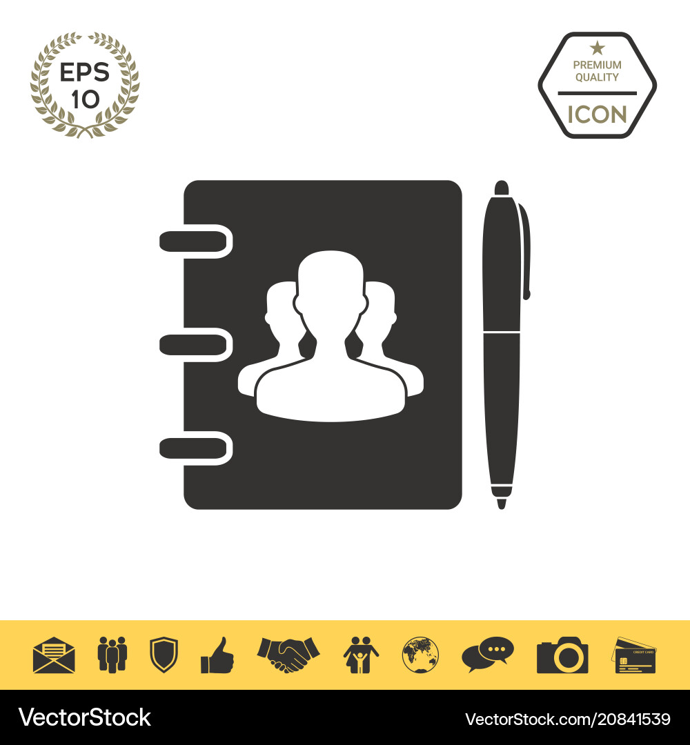 Notebook address phone book with symbol of group Notebook address phone book with symbol of group Vector Image