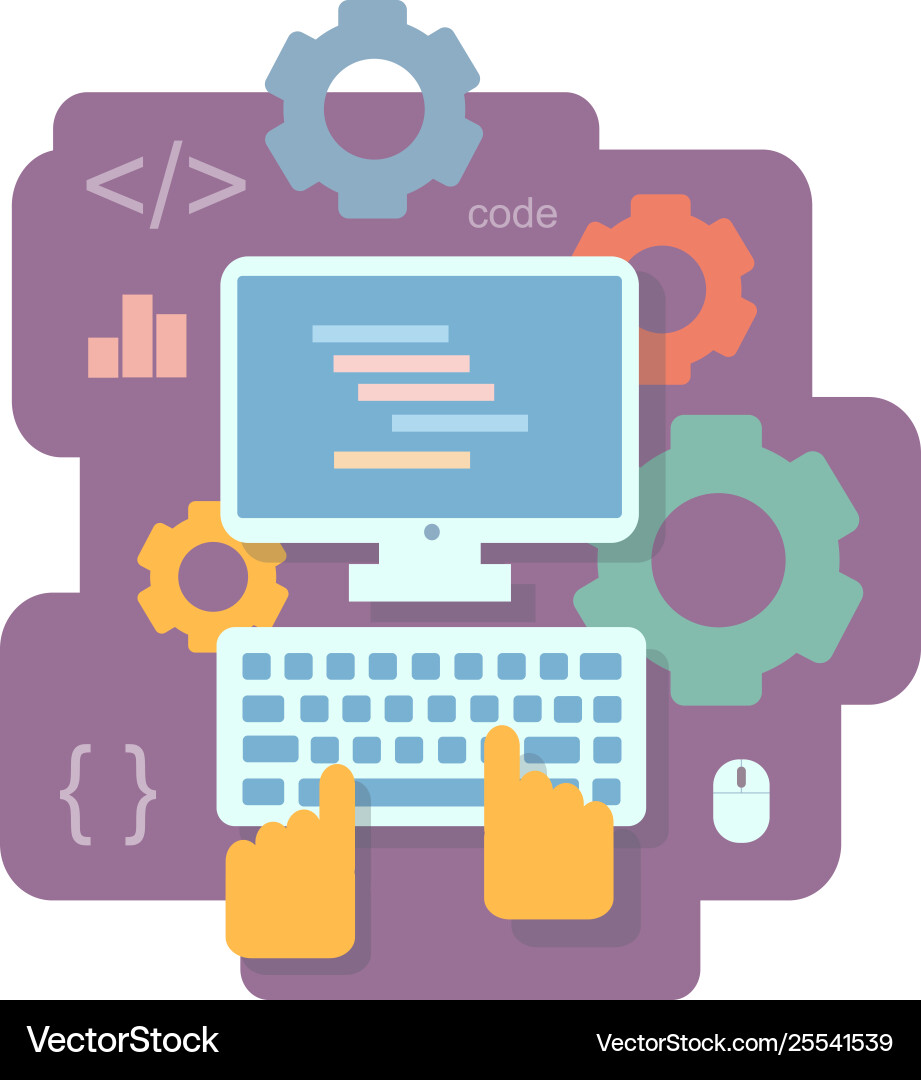 Programming and coding flat concept Programming and coding flat concept vector image