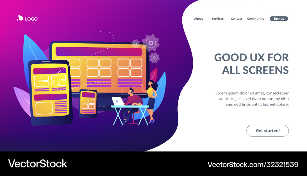 Responsive web design concept landing page Responsive web design concept landing page vector image