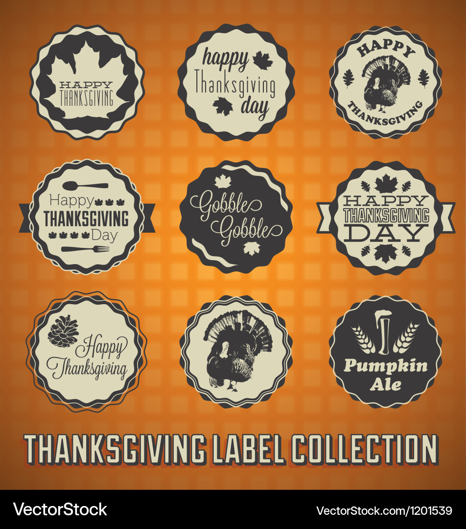 Retro Thanksgiving Labels & Icons Vector Image