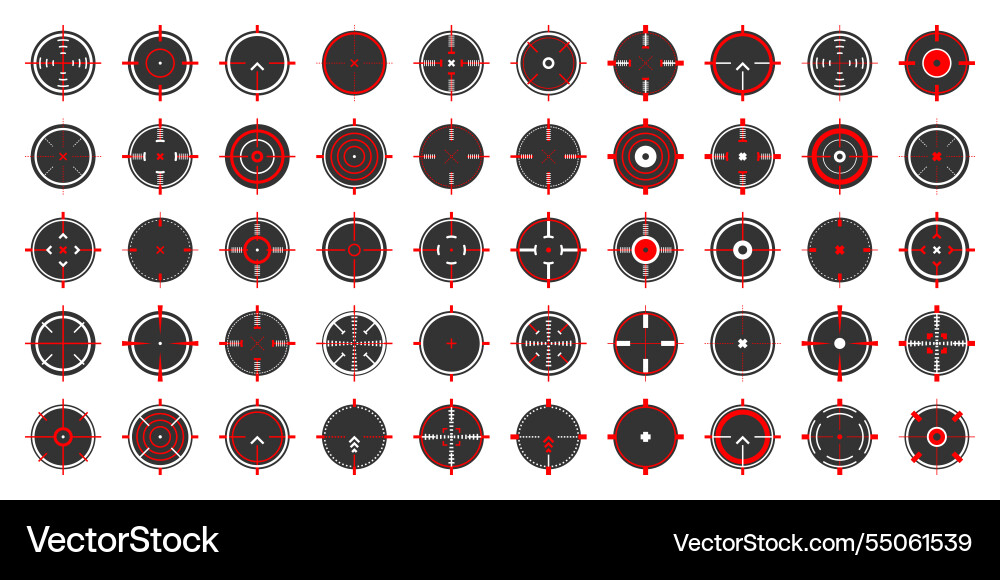 Round sniper rifle sights weapon optical scope Round sniper rifle sights weapon optical scope vector image