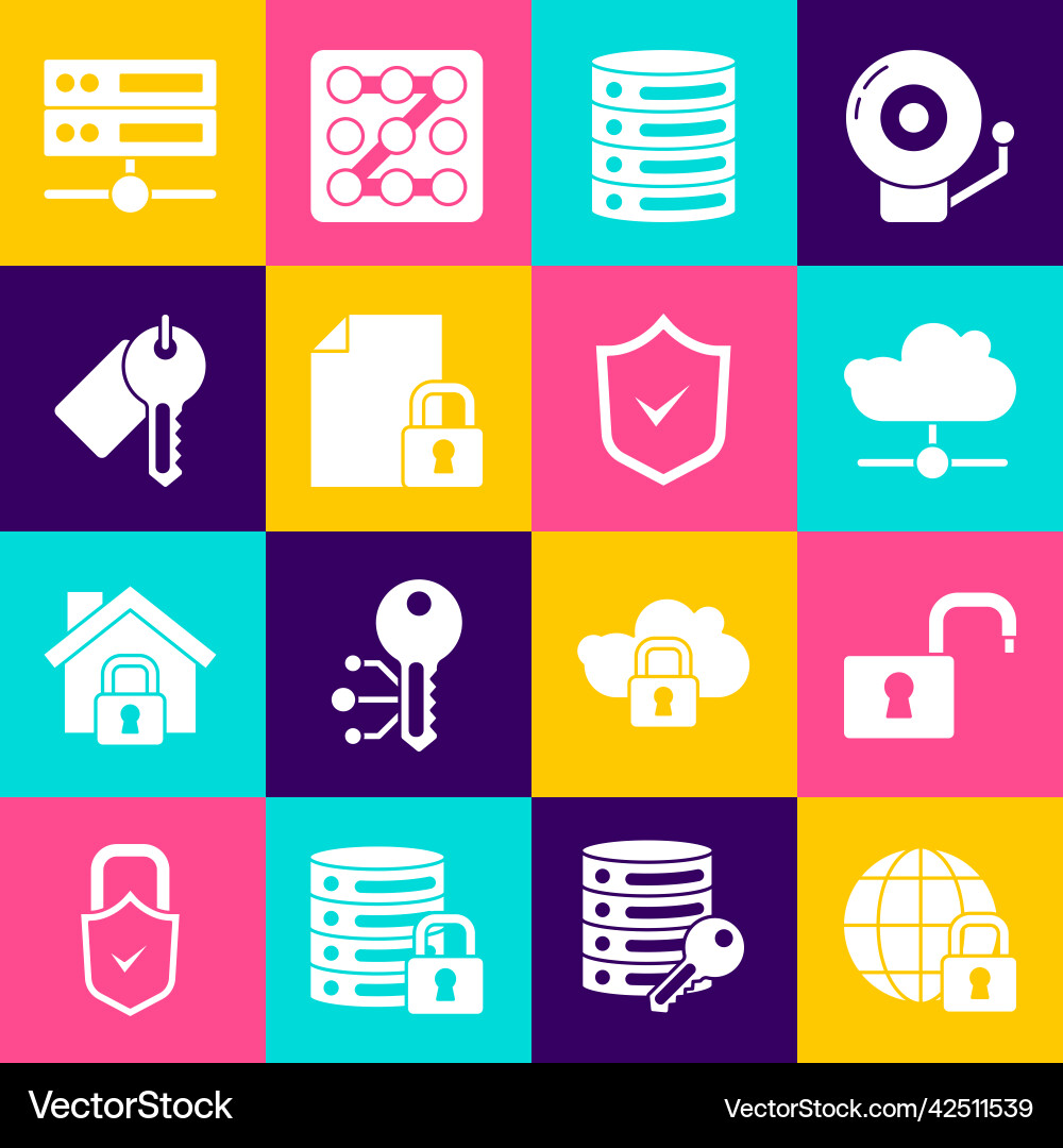 Set global lockdown open padlock network cloud Set global lockdown open padlock network cloud vector image