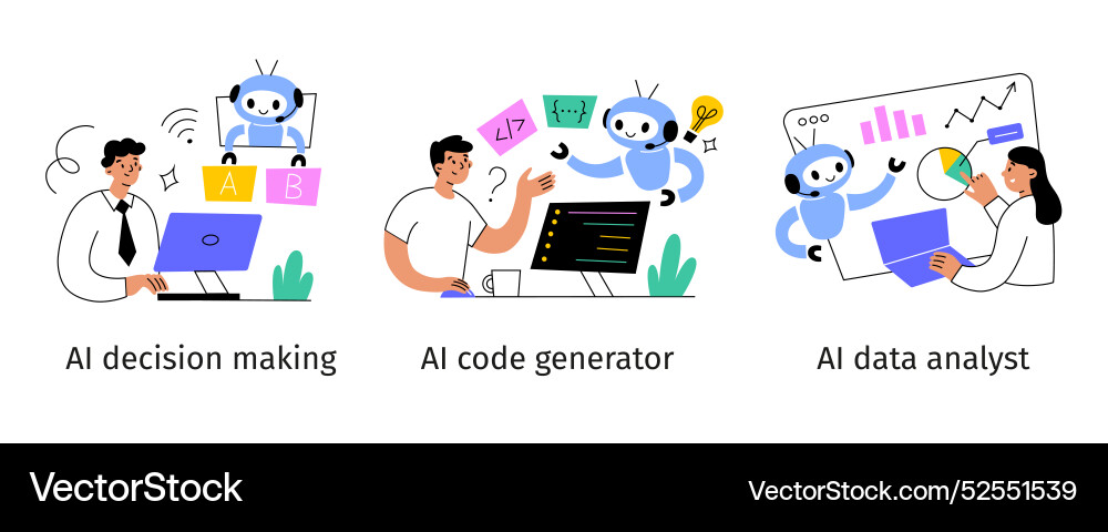 Set of with people using ai Set of with people using ai vector image
