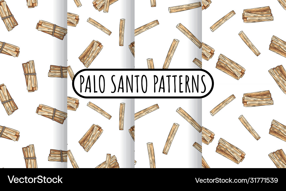 Set sticks hand-drawn boho seamless patterns Vector Image