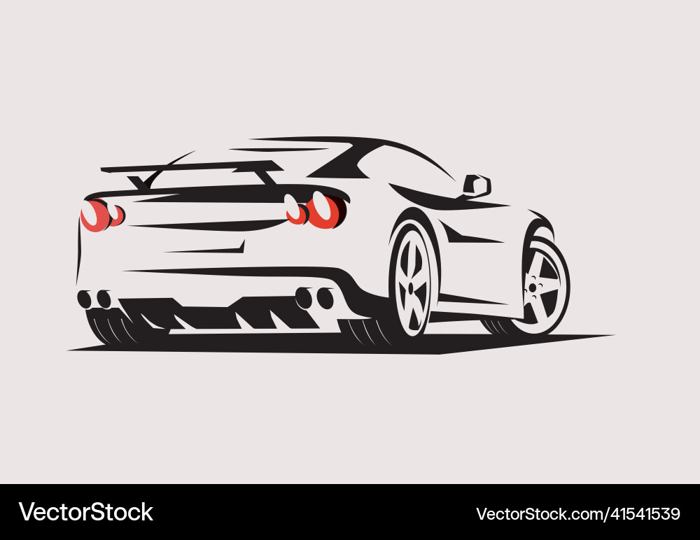 Sport Car Sketch - Back View Vector Image