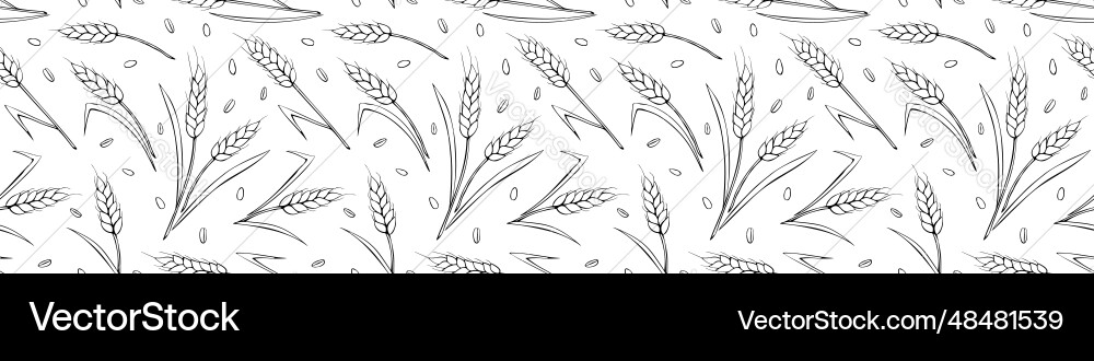 Wheat spikelets and grains seamless pattern Wheat spikelets and grains seamless pattern Vector Image