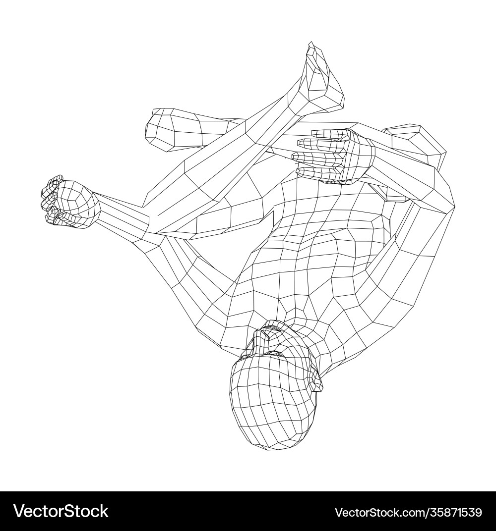 Wireframe man relaxing in lotus position vector image