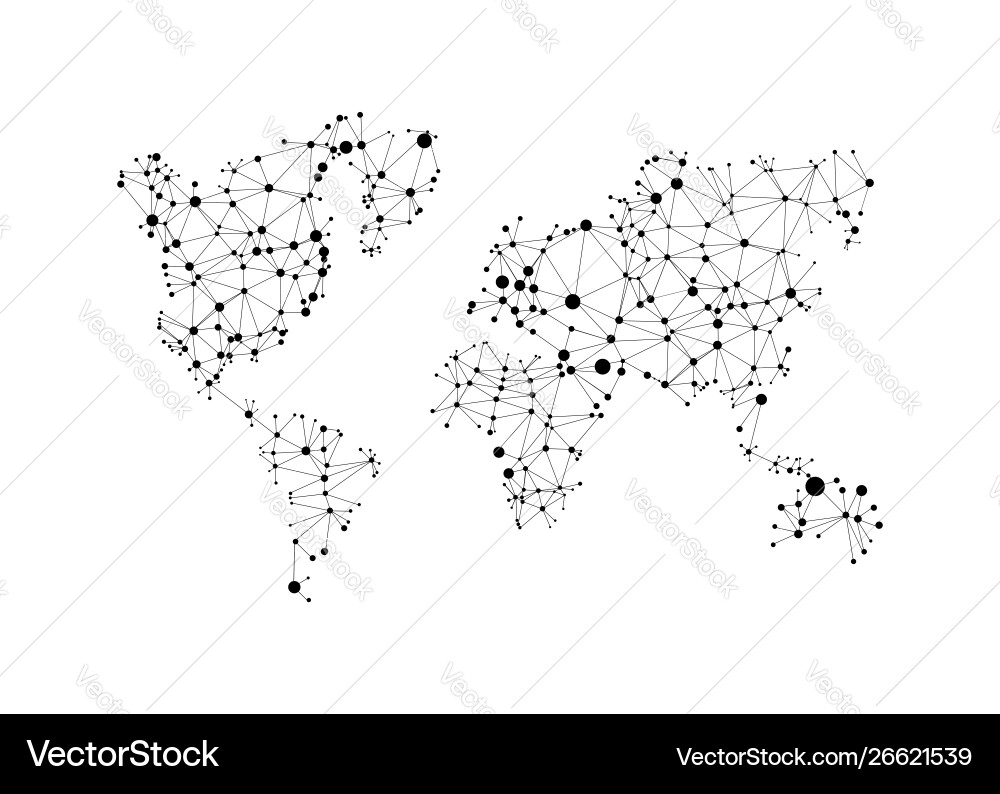 World map with circles and lines abstract World map with circles and lines abstract vector image