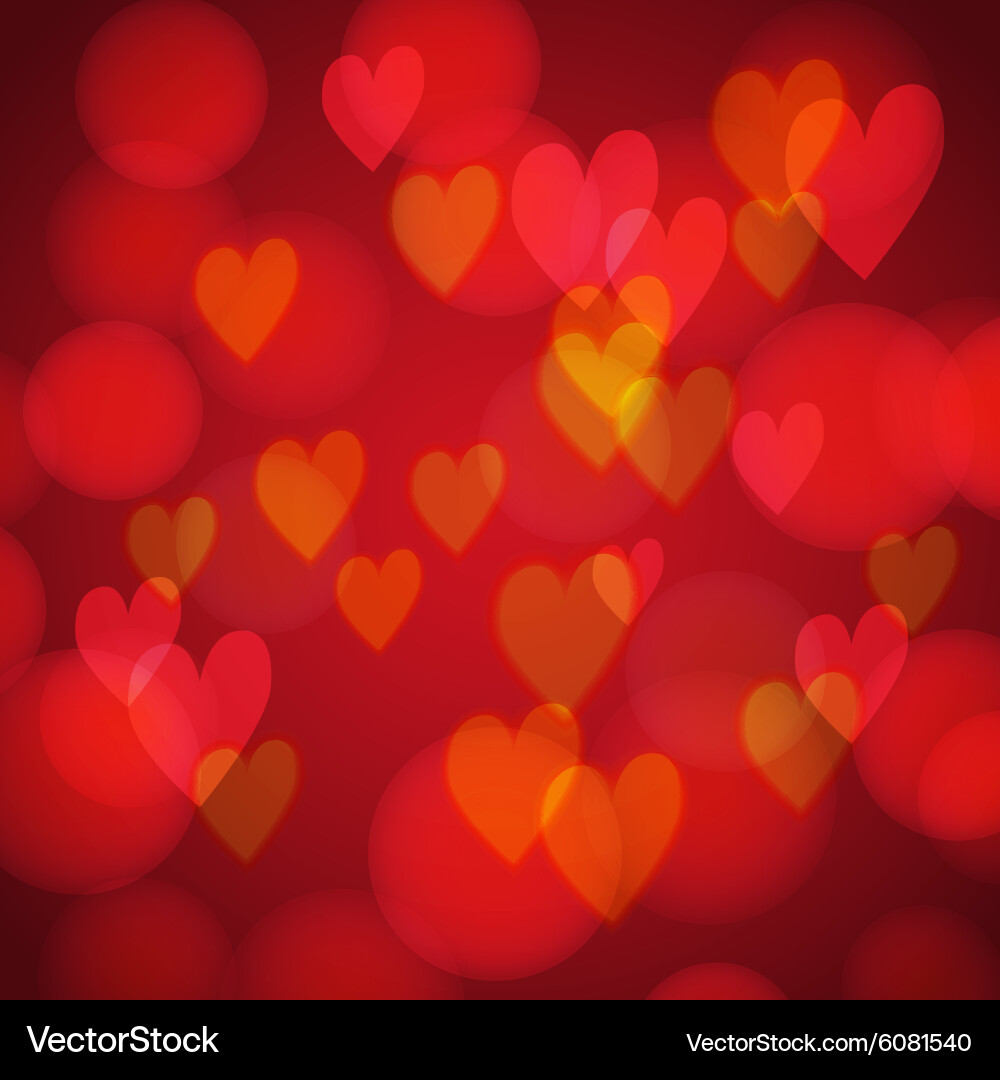 Abstract background with bokeh hearts vector image
