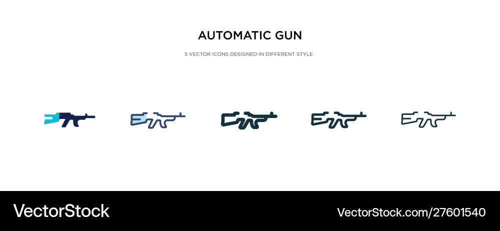 Automatic gun icon in different style two vector image