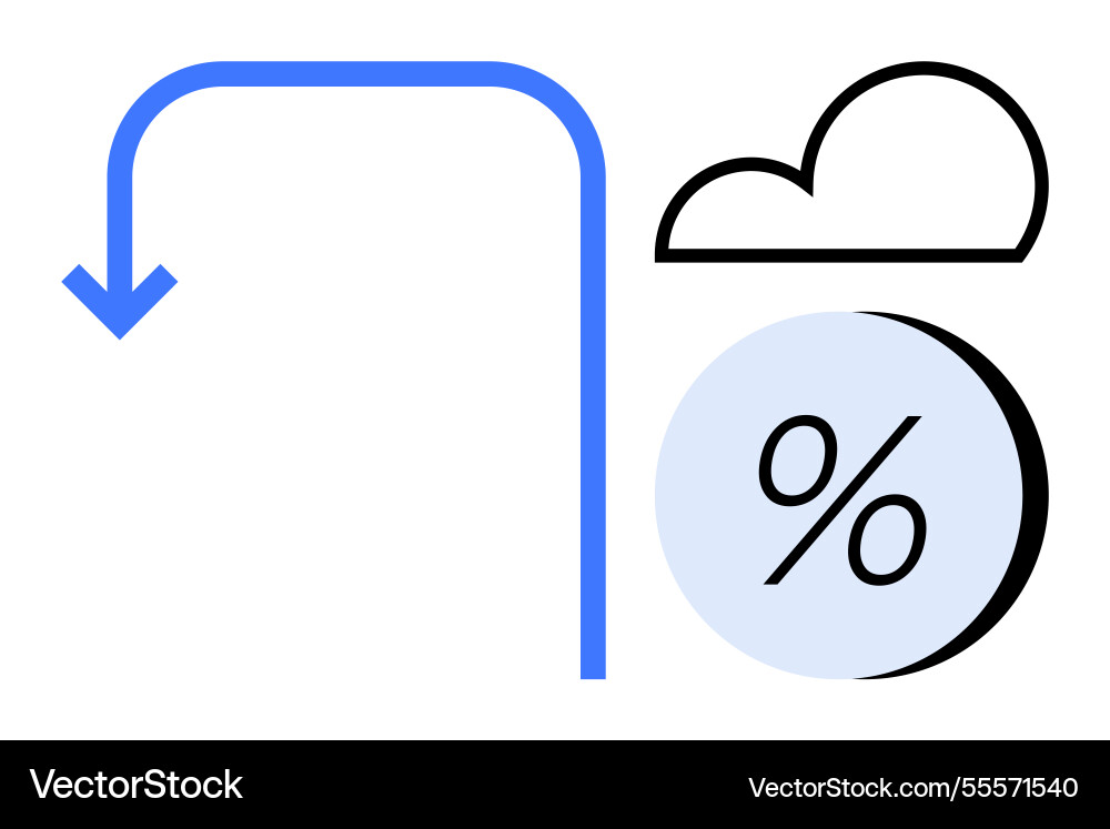 Cloud computing concept with arrow and percentage Cloud computing concept with arrow and percentage vector image