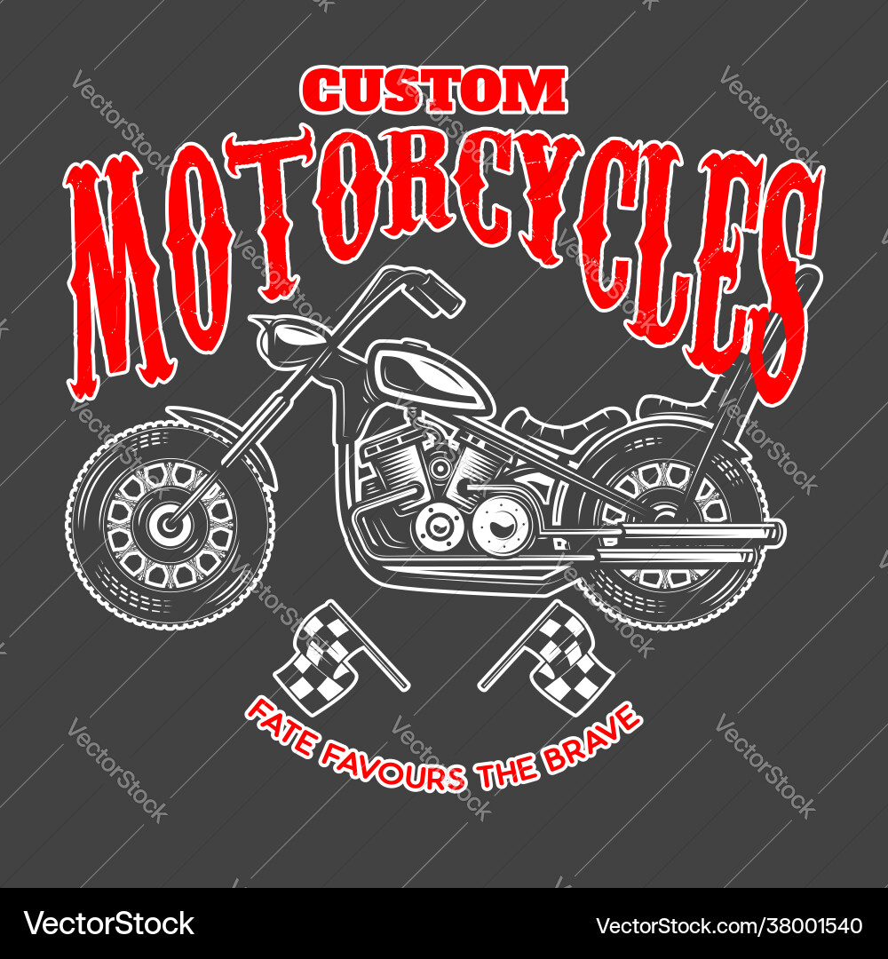 Custom motorcycles emblem template with old style vector image