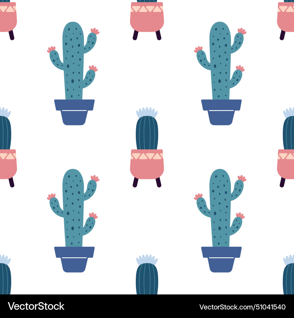 Cute cacti in boho style cactus seamless pattern Cute cacti in boho style cactus seamless pattern vector image