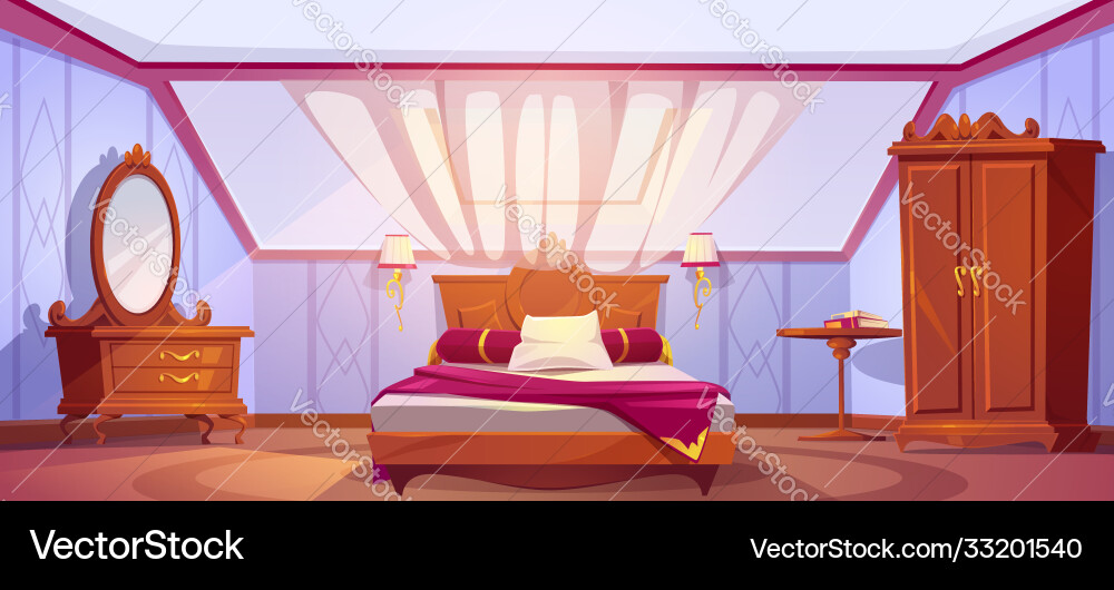 Dachgeschoss Schlafzimmer oder Gästezimmer Innenboden Dachgeschoss Schlafzimmer oder Gästezimmer Innenboden vektorbild