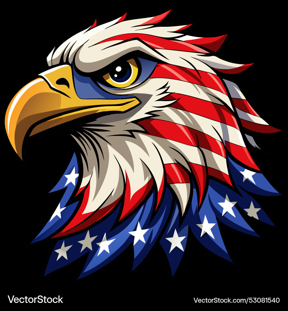 Eagle head with american flag pattern Royalty Free Vector