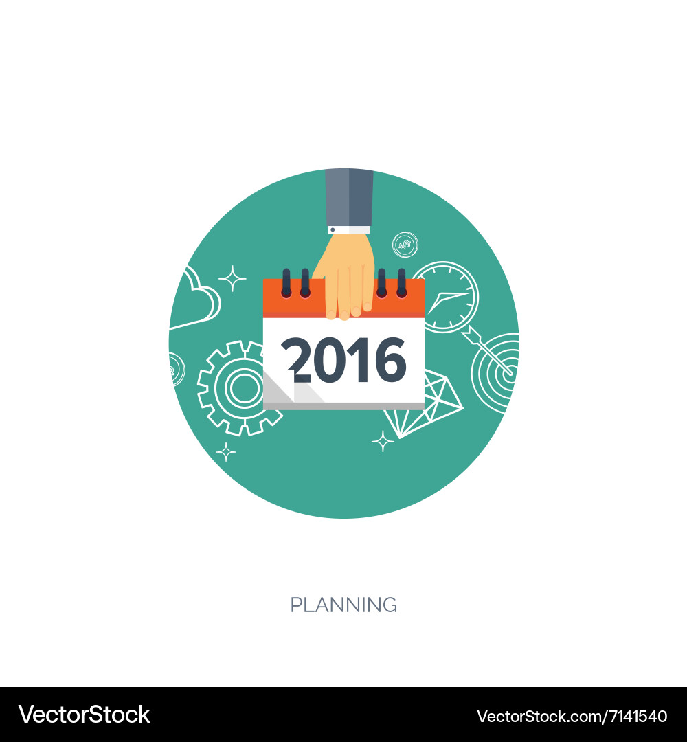 Flat calendar icon date and time background new vector image
