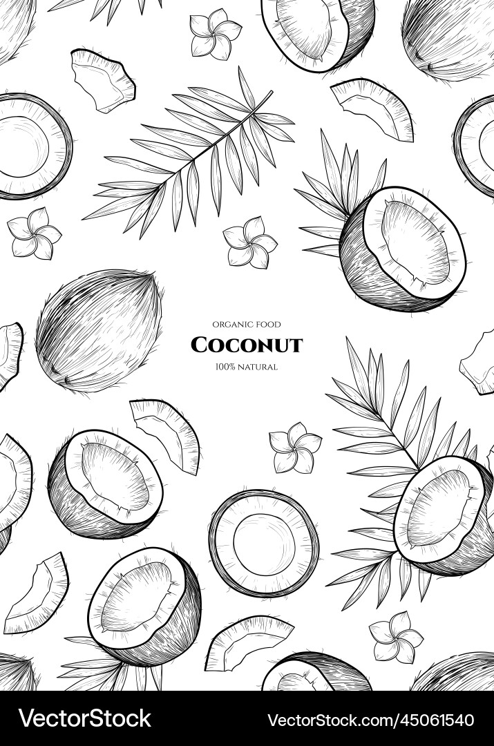 Frame with coconuts seamless pattern Frame with coconuts seamless pattern vector image
