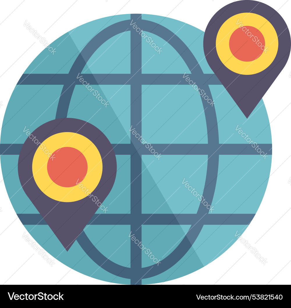 Global network showing location pins Global network showing location pins vector image
