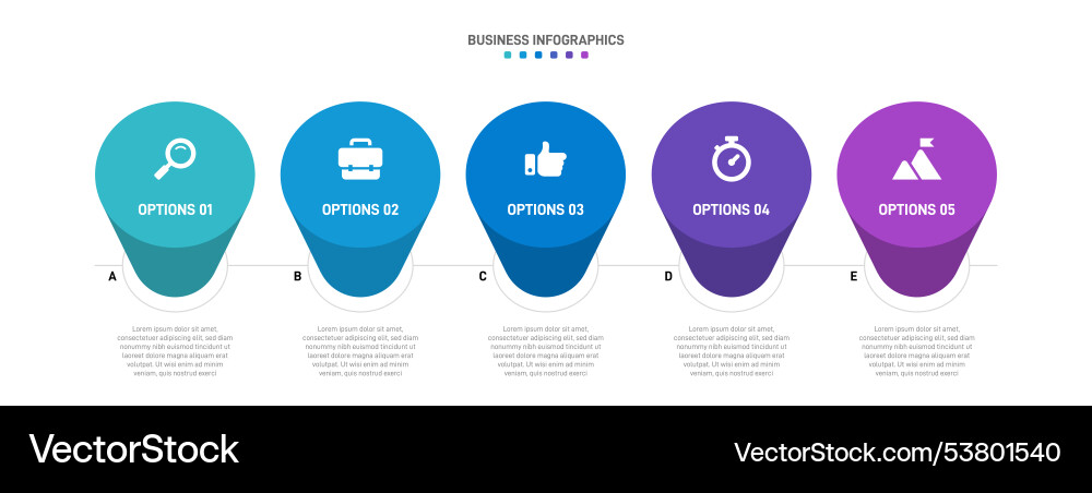 Horizontal progress bar featuring 5 arrow-shaped Vector Image