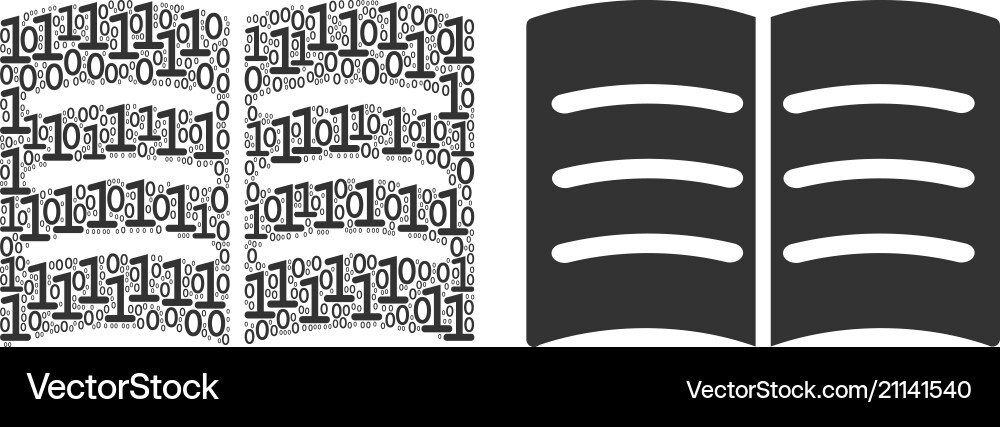 Open book mosaic of binary digits vector image