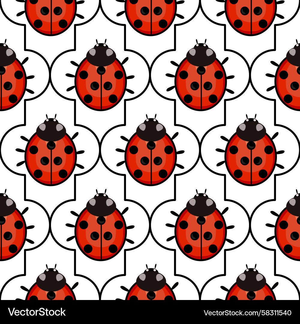 Red Ladybug Seamless Pattern Vector Image