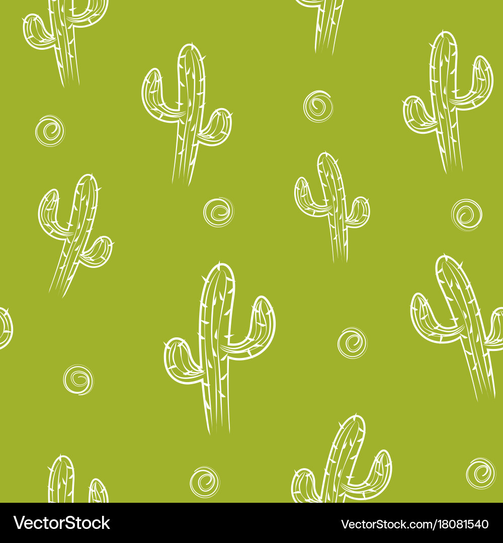 Seamless pattern with cactus background vector image