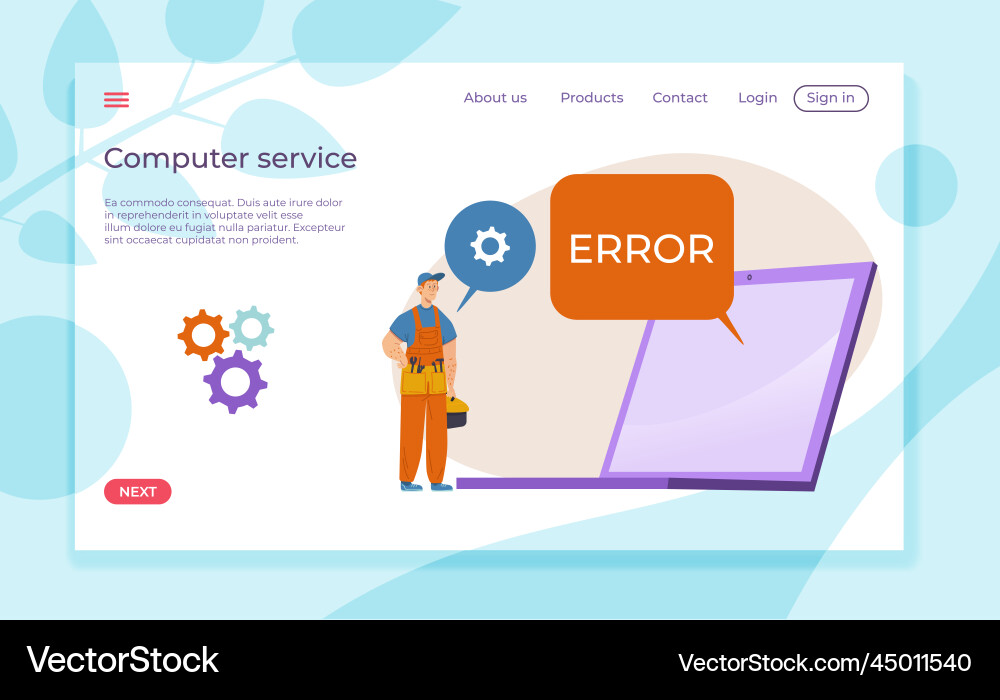 Service for computer maintenance website page Service for computer maintenance website page vector image