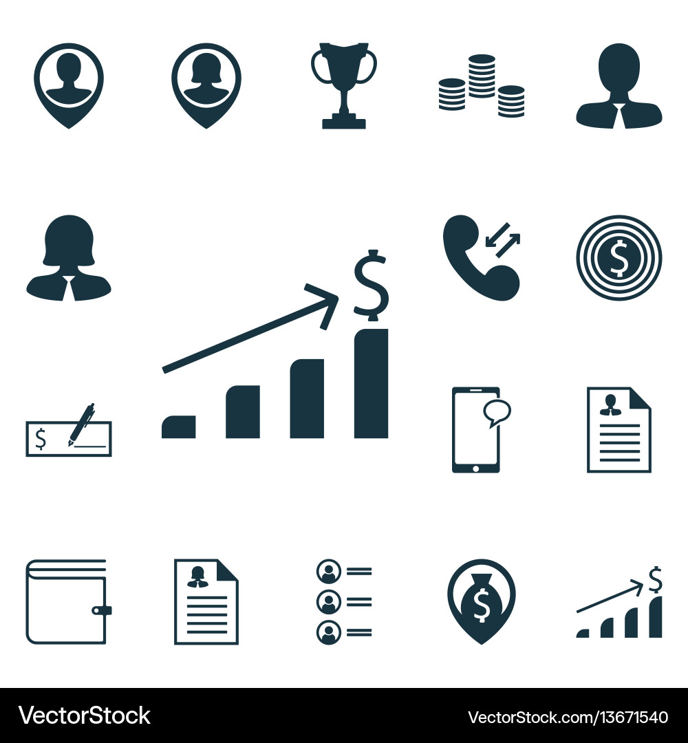 Set of 16 management icons includes cellular data Set of 16 management icons includes cellular data vector image