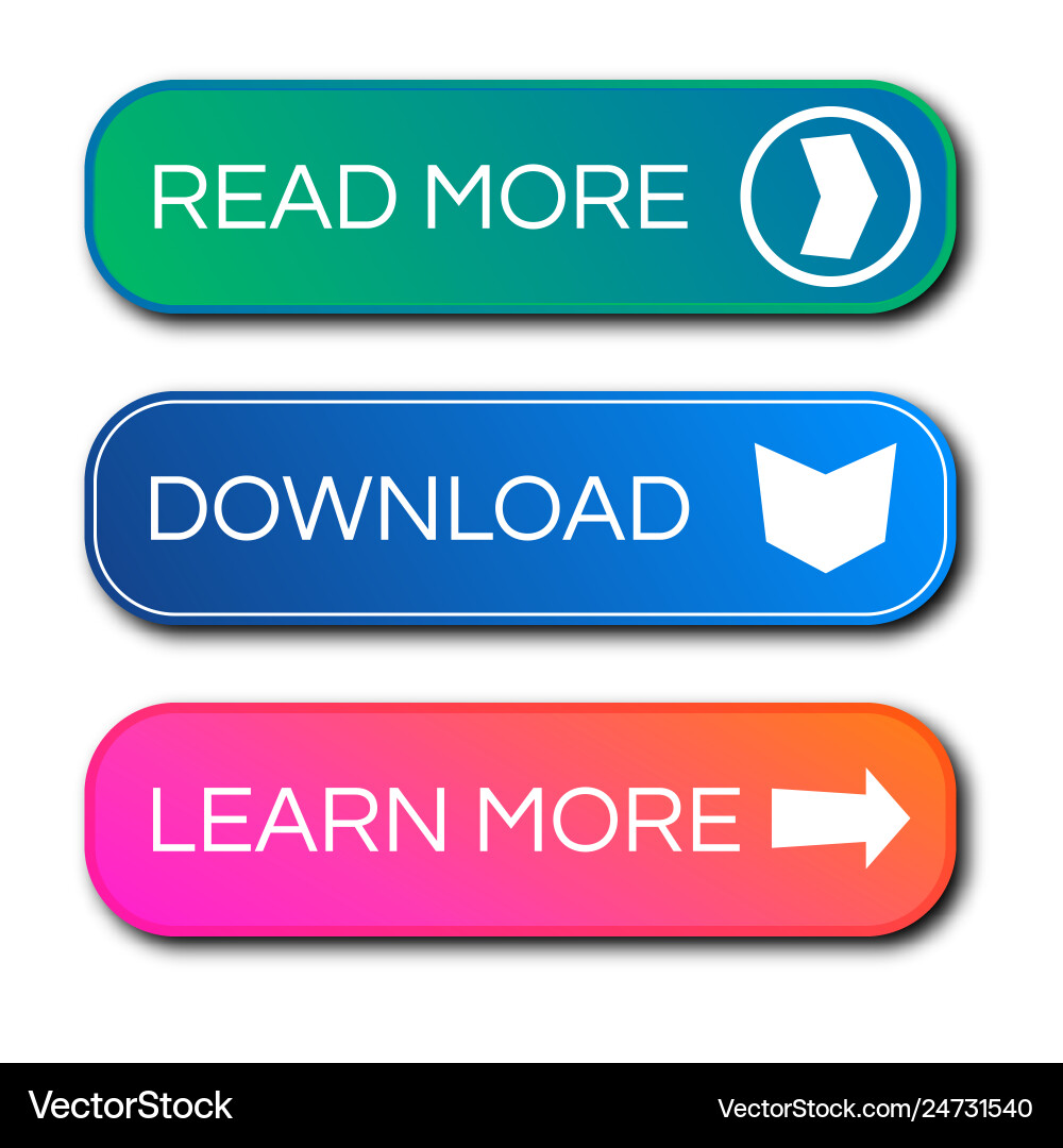 Set of three modern gradient buttons with shadows Set of three modern gradient buttons with shadows vector image