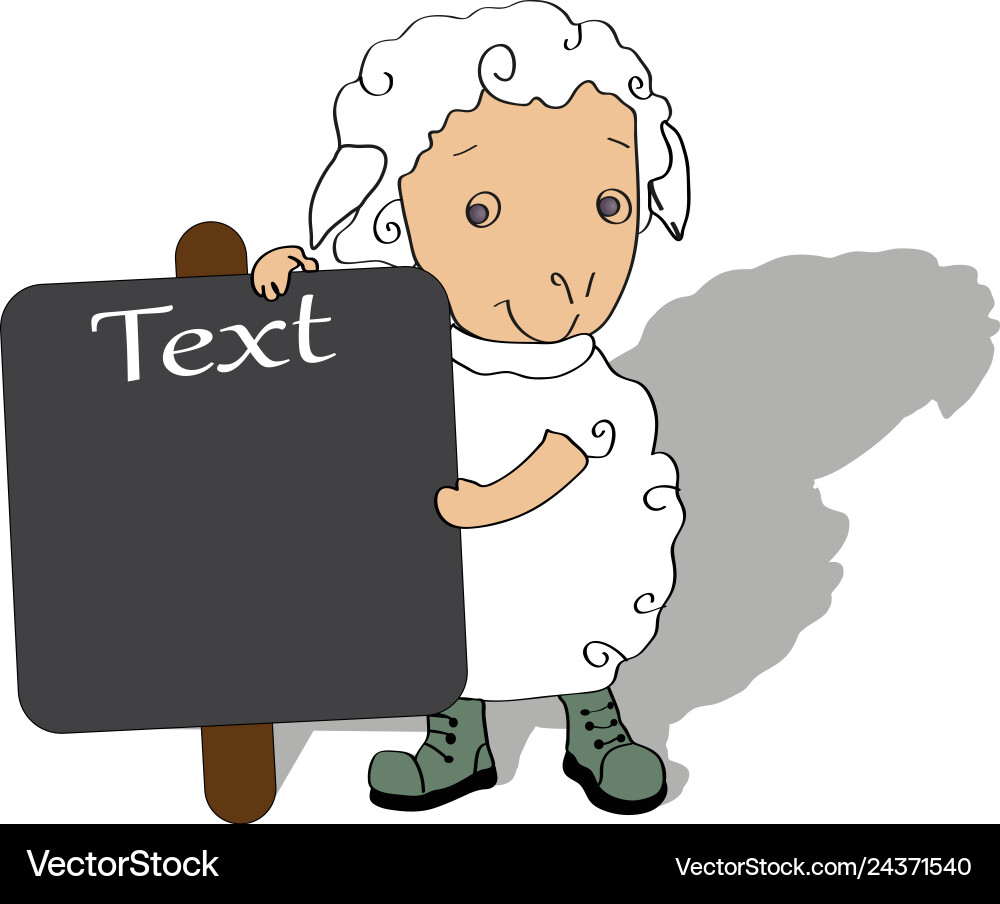Sheep with board for text Vector Image