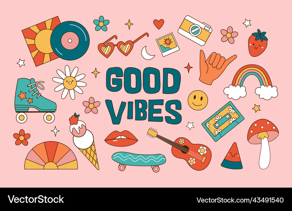 Sticker pack in trendy retro style Sticker pack in trendy retro style vector image