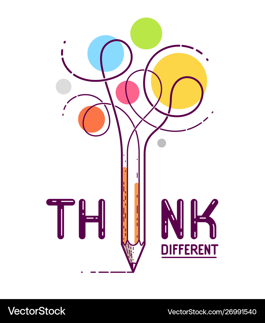 Think different word with pencil instead Think different word with pencil instead vector image