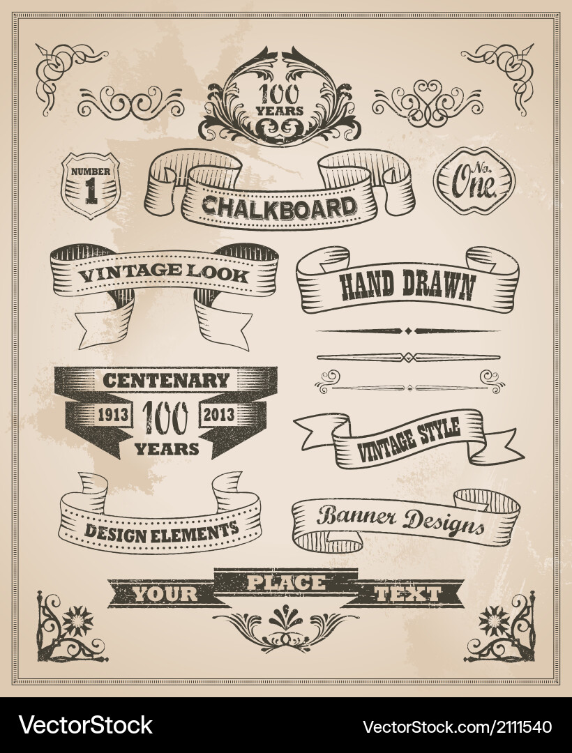 Vintage Banner Elements - Sketch Set vector image
