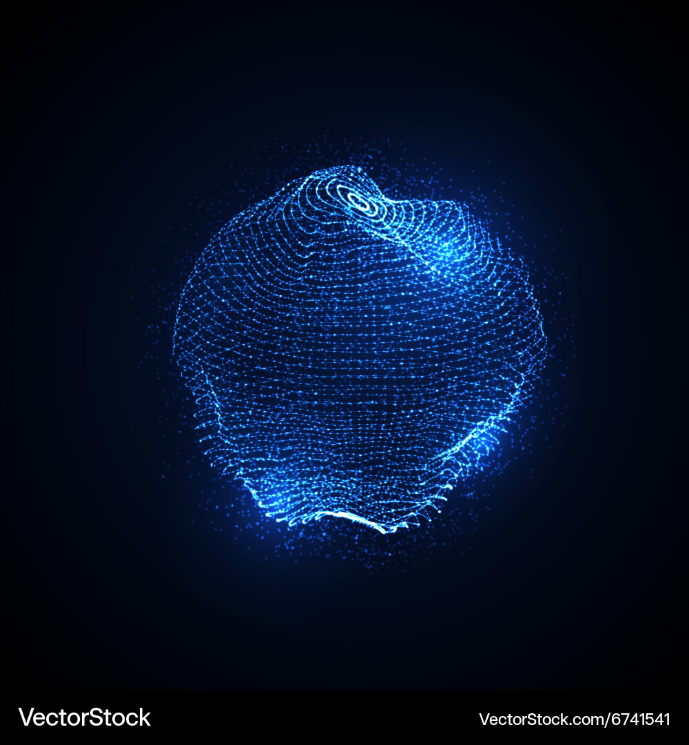 3d illuminated distorted sphere Vector Image