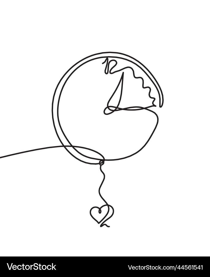 Abstract clock with heart as line drawing vector image