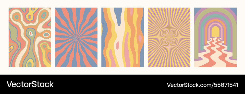 Abstract psychedelic retro pattern set groovy Abstract psychedelic retro pattern set groovy Vector Image