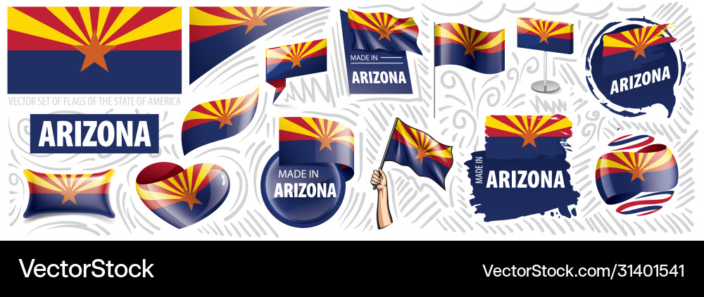 Arizona State Flags Collection Vector Image