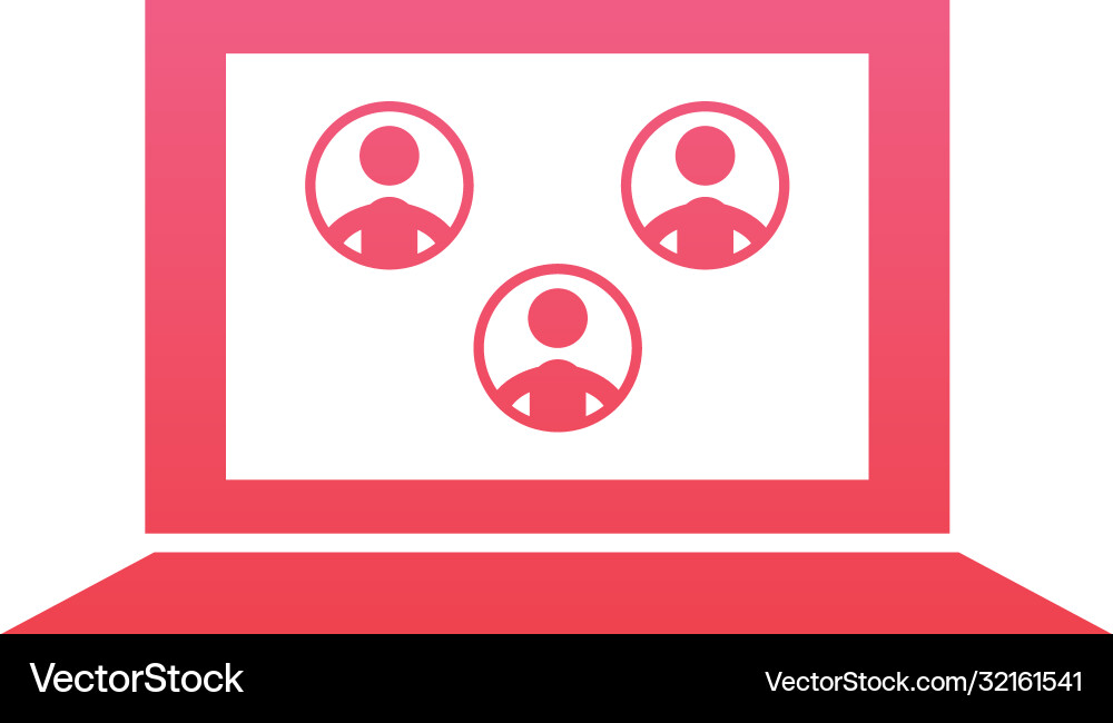 Avatars on computer in video chat gradient style Vector Image
