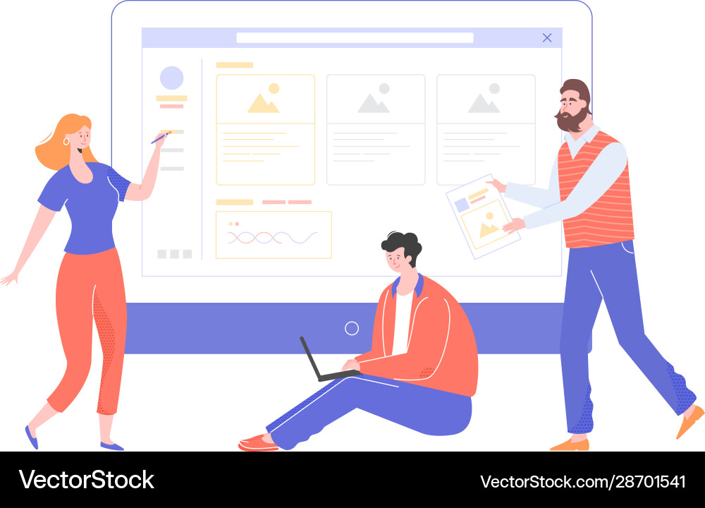 Collaborative Website Creation Vector Image
