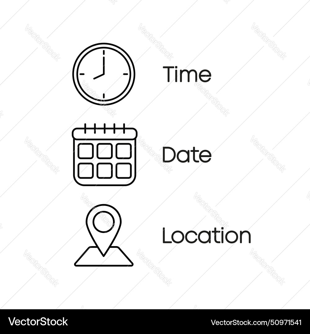 Date time and location icon event concept Date time and location icon event concept vector image