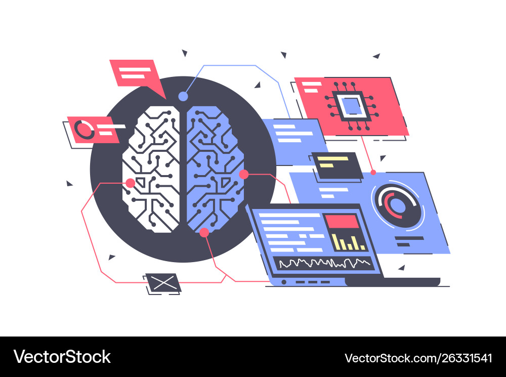 Flat artificial intelligence with programming Flat artificial intelligence with programming vector image