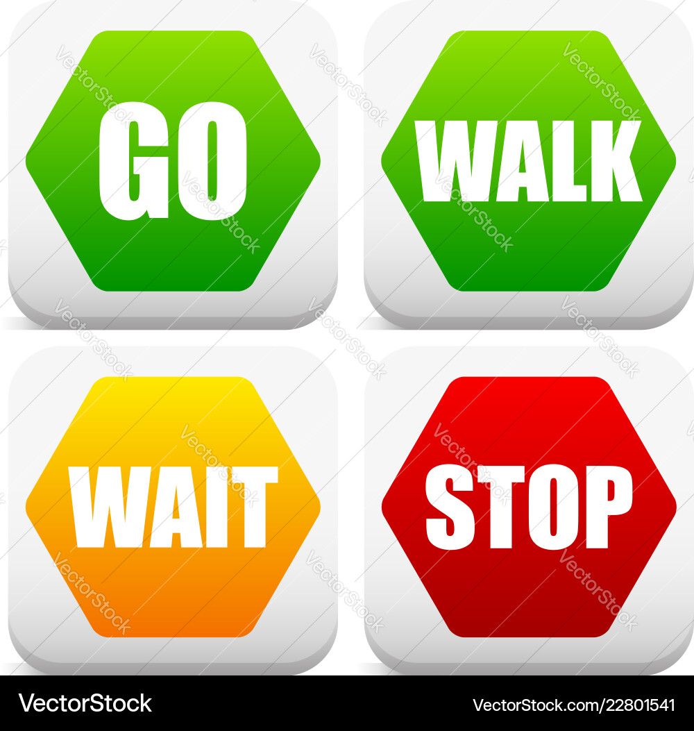 Go wait and stop control traffic signs signals vector image