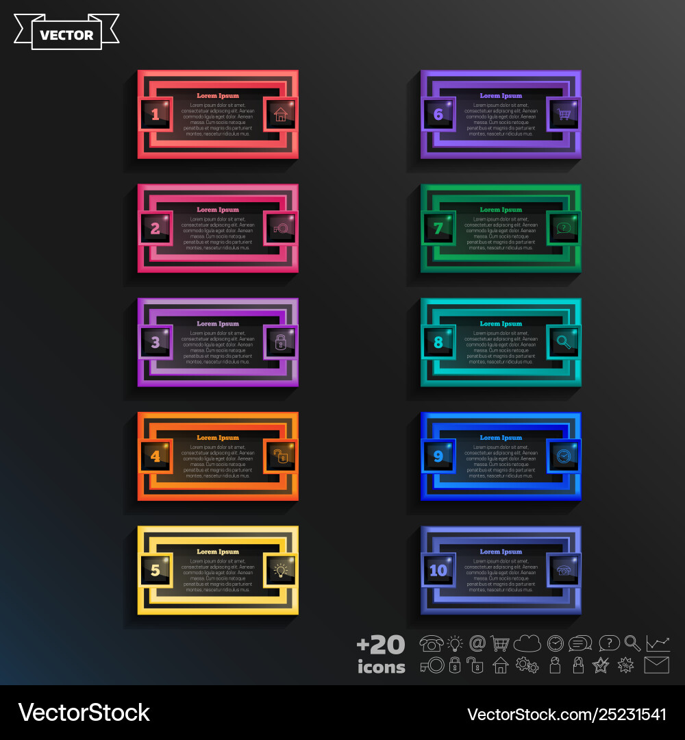 Infographic design list with colorful square vector image