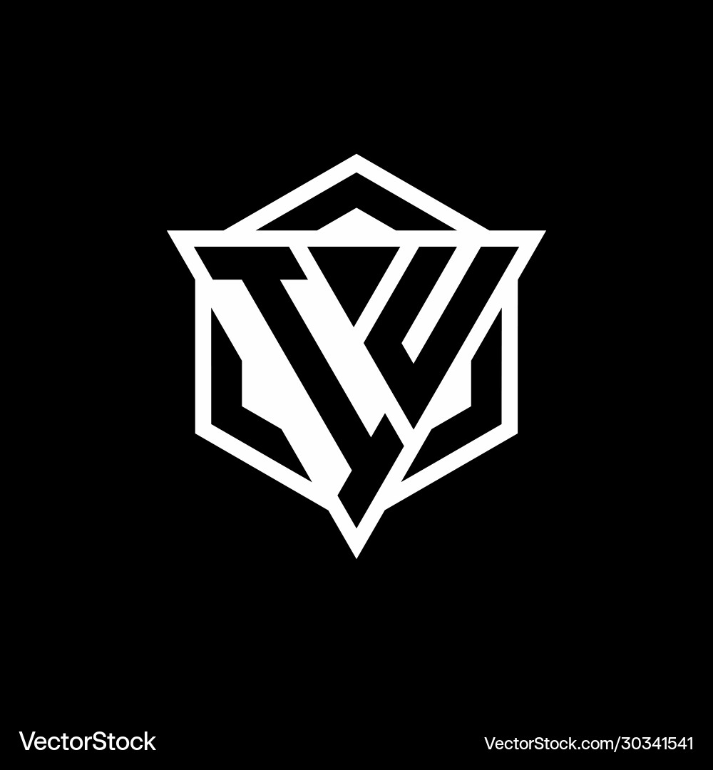 Iu logo monogram with triangle and hexagon shape vector image