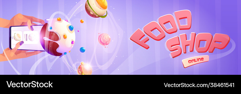 Lebensmittel Shop Cartoon Banner Online-Anwendung Lebensmittel Shop Cartoon Banner Online-Anwendung vektorbild
